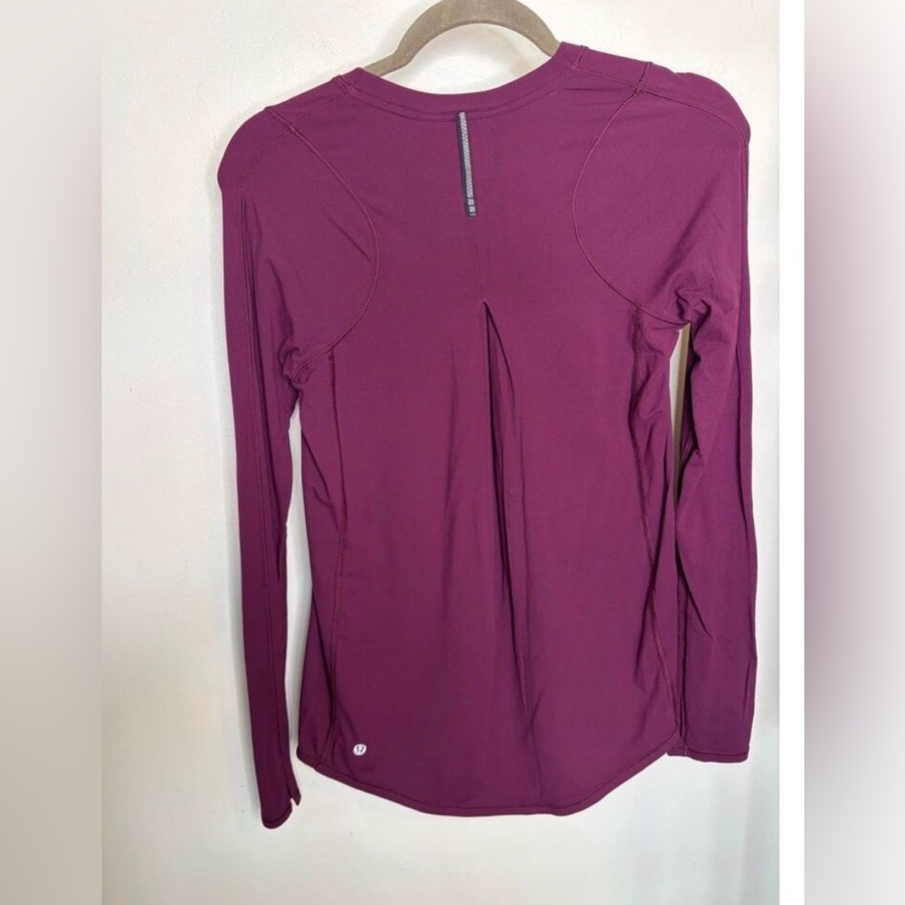 Lululemon Tuck and Flow Long Sleeve Athletic Shirt Burgundy Sz 6 - Picture 3 of 4